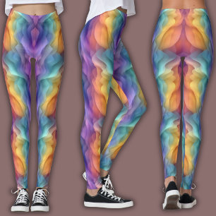 Leggings Patrón de gradiente abstracto Ola de arcoíris