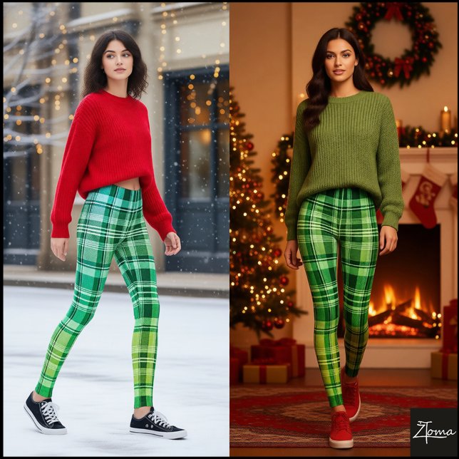 Leggings Patrón de gradiente de cuadros azul verde vibrante (Subido por el creador)