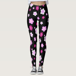 Leggings Patrón de gradiente floral de flor rosada