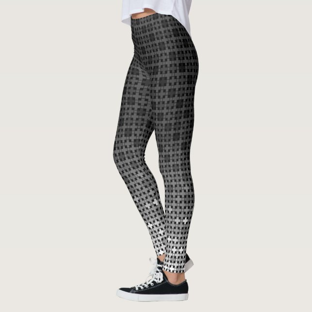 Leggings Patrón de gradiente geométrico en blanco y negro (Izquierda)