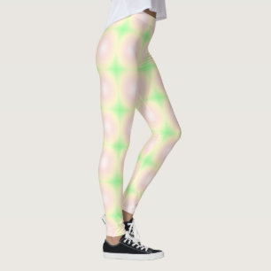 Leggings Patrón de gradiente óptico 3D blanco Rosa verde pá