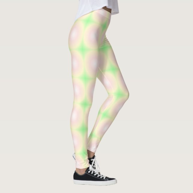 Leggings Patrón de gradiente óptico 3D blanco Rosa verde pá (Derecha)