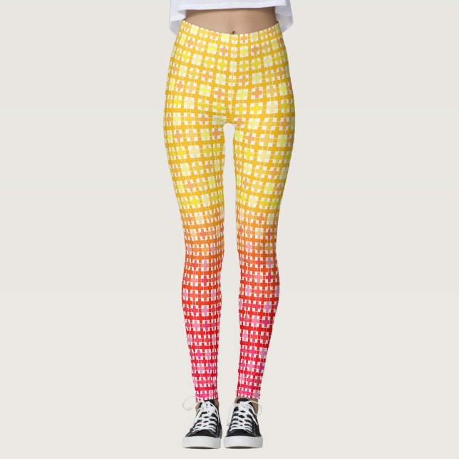 Leggings Patrón de gradiente rojo amarillo (Anverso)