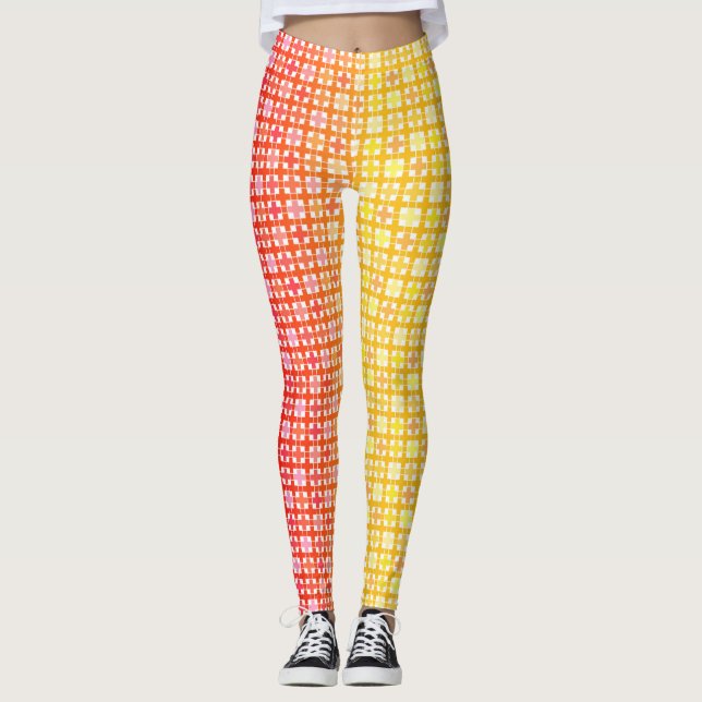 Leggings Patrón de gradiente rojo amarillo (Anverso)
