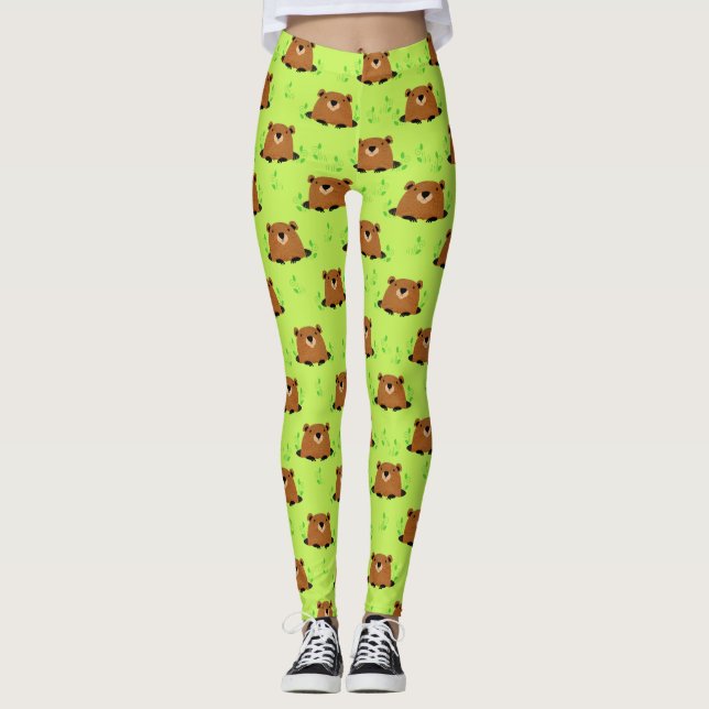 Leggings Patrón de Groundhog de Adorable Woodland Creation (Anverso)