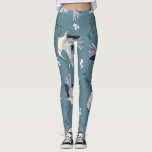 Leggings Patrón de grúa, pájaro volador de Ilustracion.