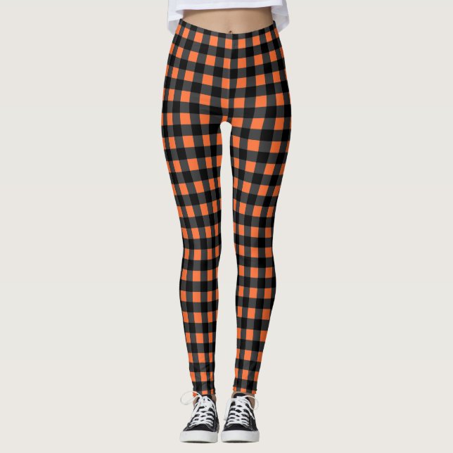 Leggings Patrón de Halloween colocado en negro y Naranja (Anverso)