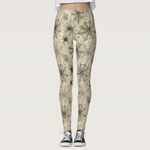 Leggings Patrón de Halloween de arañas vintage y webs