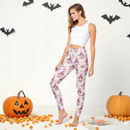 Leggings Patrón de Halloween de bruja suave con murciélagos