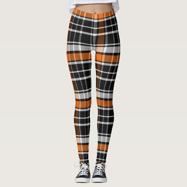 Leggings Patrón de Halloween de Buffalo Plaid (Anverso)
