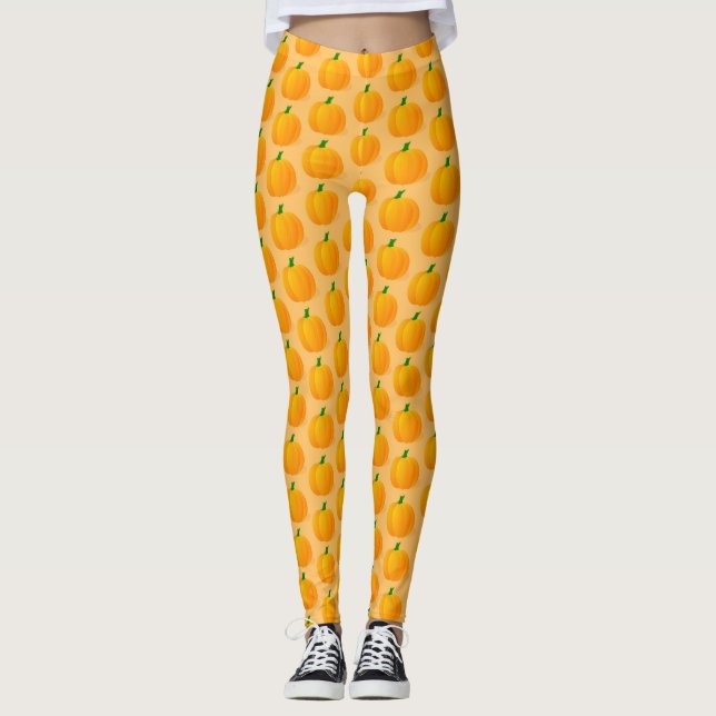 Leggings Patrón de Halloween de calabaza naranja (Anverso)