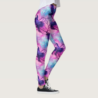 Leggings Patrón de Halloween de la galaxia celestial raven