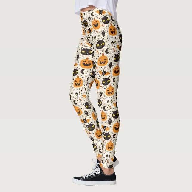Leggings Patrón de Halloween de Retro Cuto (Izquierda)