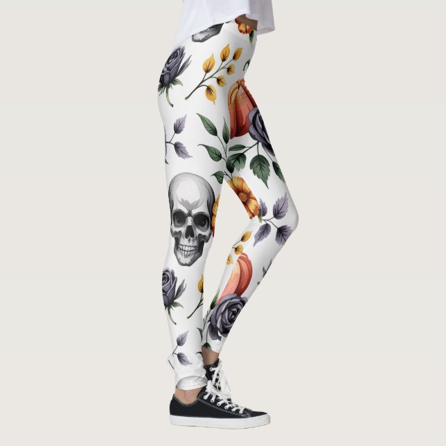 Leggings Patrón de Halloween floral de otoño (Derecha)