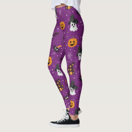 Leggings Patrón de Halloween Púrpura