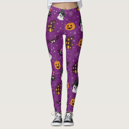 Leggings Patrón de Halloween Púrpura