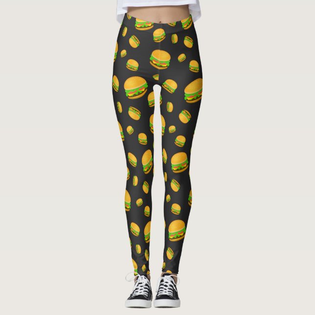 Leggings Patrón de hamburguesas deliciosas y divertidas (Anverso)