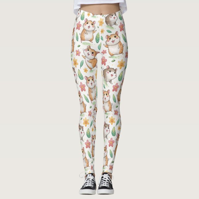 Leggings Patrón de hámster de baile lindo (Anverso)