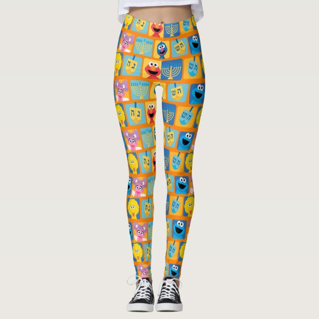 Leggings Patrón de Hanukkah de Plaza Sésamo (Anverso)