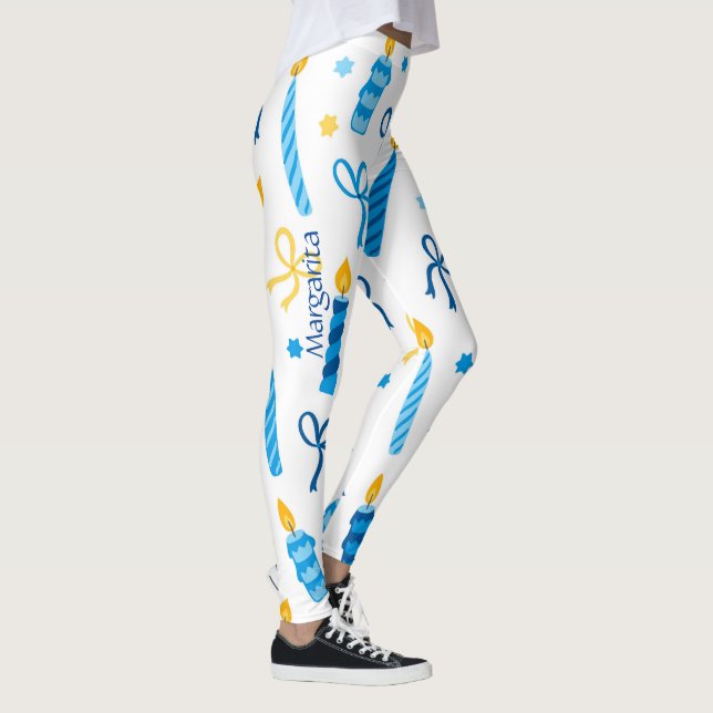 Leggings Patrón de Hanukkah personalizado de entrenamiento (Derecha)