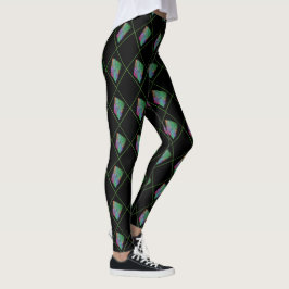 Leggings Patrón de Harlequin de cuadrados de energía multic