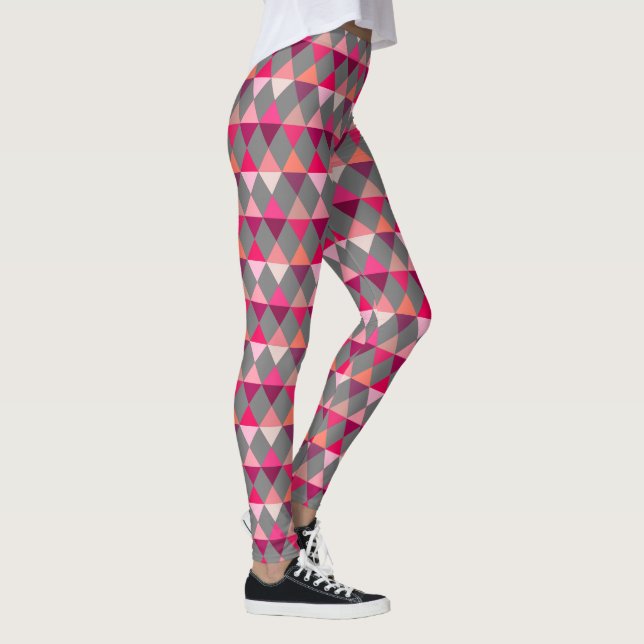 Leggings Patrón de Harlequin / diamante - Gris y vino (Derecha)