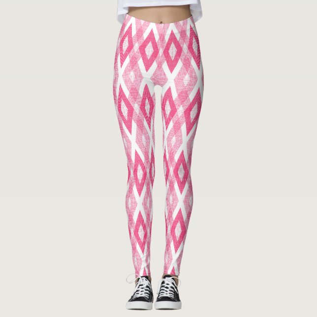 Leggings Patrón de Harlequin Grunge Rosado Caliente (Anverso)