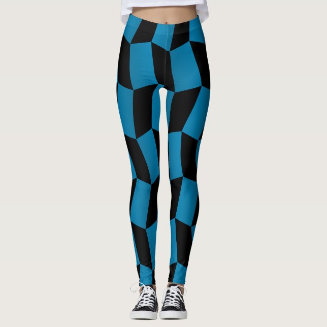 Leggings Patrón de Harlequin negro azul socialita (Anverso)