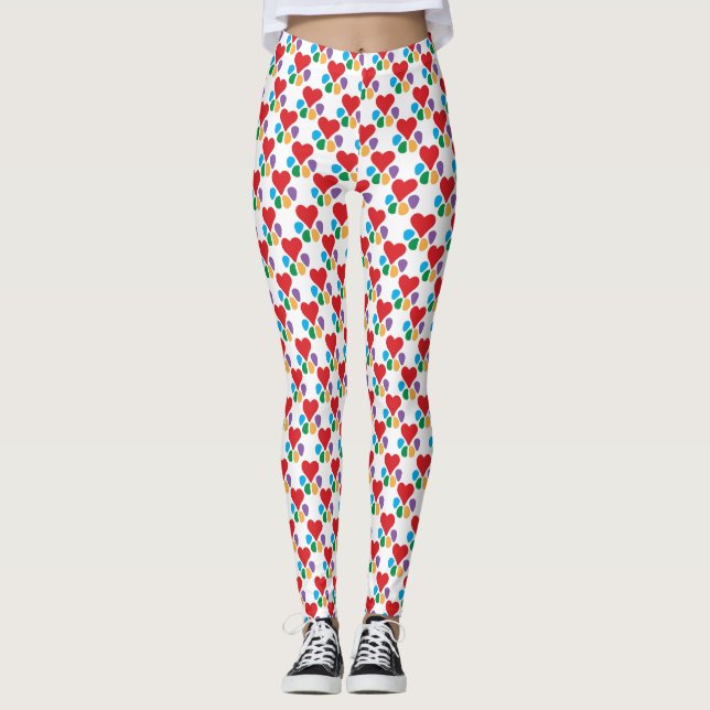 Leggings Patrón de Heart Paw Perro Walker Animal Lover Wow! (Anverso)