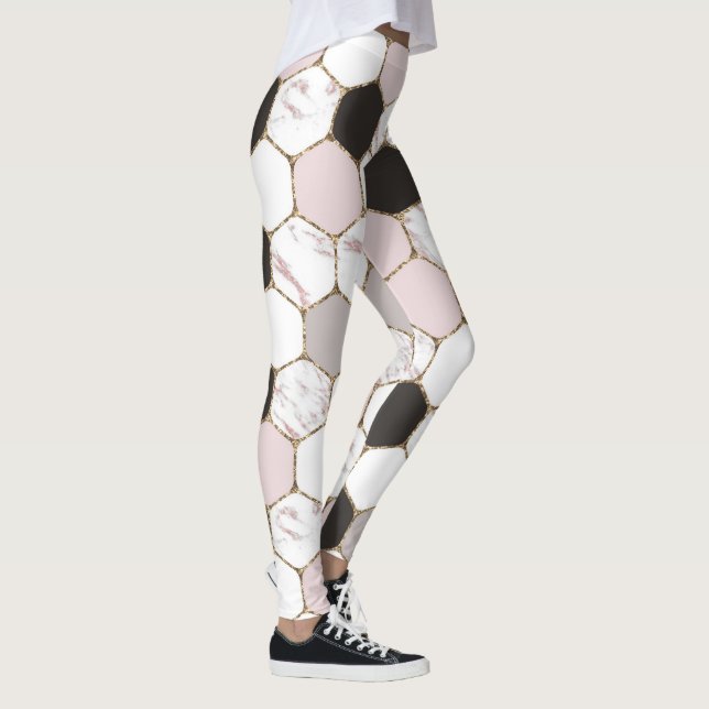 Leggings Patrón de hexágono de mármol geométrico moderno (Derecha)