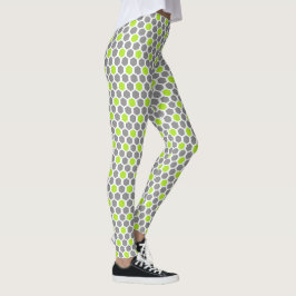 Leggings Patrón de hexágono gris y lima