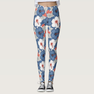 Leggings Patrón de Hibisco Tropical Costero (1)