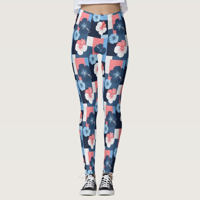 Leggings Patrón de Hibisco Tropical Costero (11) (Anverso)