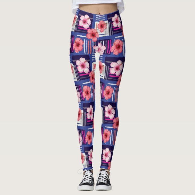 Leggings Patrón de Hibisco Tropical Costero (12) (Anverso)