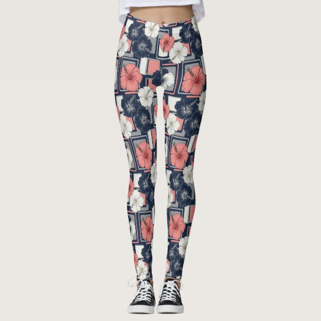 Leggings Patrón de Hibisco Tropical Costero (4) (Anverso)