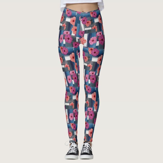 Leggings Patrón de Hibisco Tropical Costero (9) (Anverso)