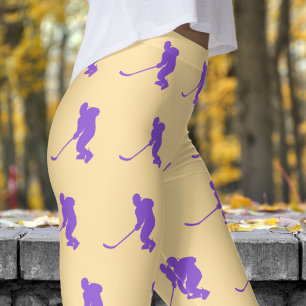 Leggings Patrón de hockey sobre hielo de mujeres blancas de