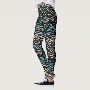 Leggings Patrón de hoja abstracta en acuarela colorida