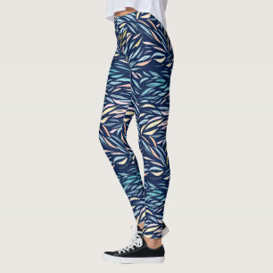 Leggings Patrón de hoja abstracta en acuarela colorida