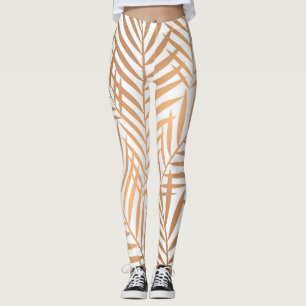 Leggings Patrón de hoja de árbol de palmas doradas