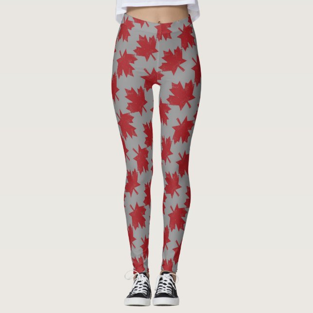 Leggings Patrón de hoja de arce (Anverso)