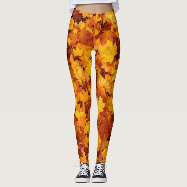 Leggings Patrón de hoja de arce (Anverso)