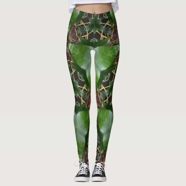 Leggings Patrón de hoja de marfil (Anverso)