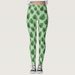 Leggings Patrón de hoja de Monstera en acuarela