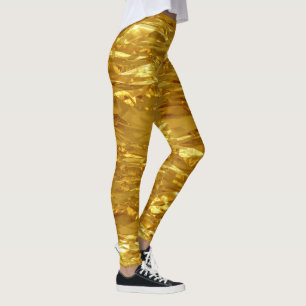 Leggings Patrón de hoja de oro PURA + tu texto / foto