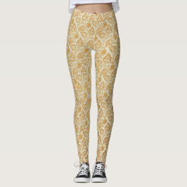 Leggings Patrón de hoja de paisley victoriano