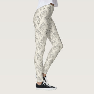 Leggings Patrón de Hoja Minimal Estética Neutral