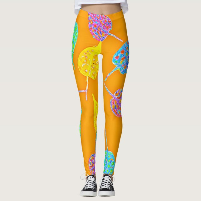 Leggings Patrón de hoja retro (Anverso)