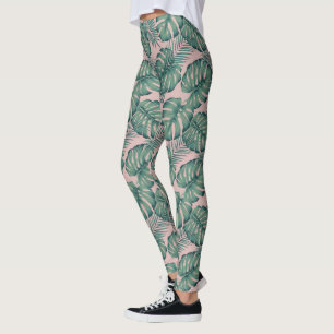 Leggings Patrón de hoja tropical