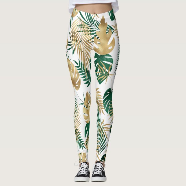 Leggings Patrón de Hoja Tropical (Anverso)